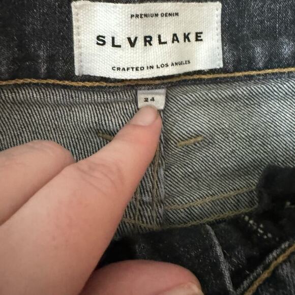 Slvrlake Leila Jeans High Waisted Straight Leg Ankle Length Washed Black Size 24 - Picture 8 of 11